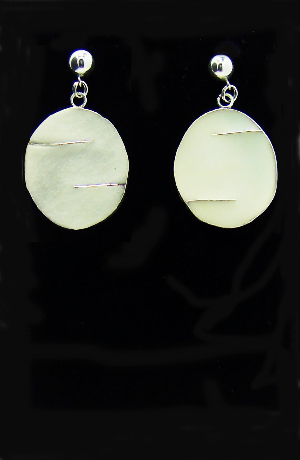 Large Honesty Silver and Enamel Stud Earrings